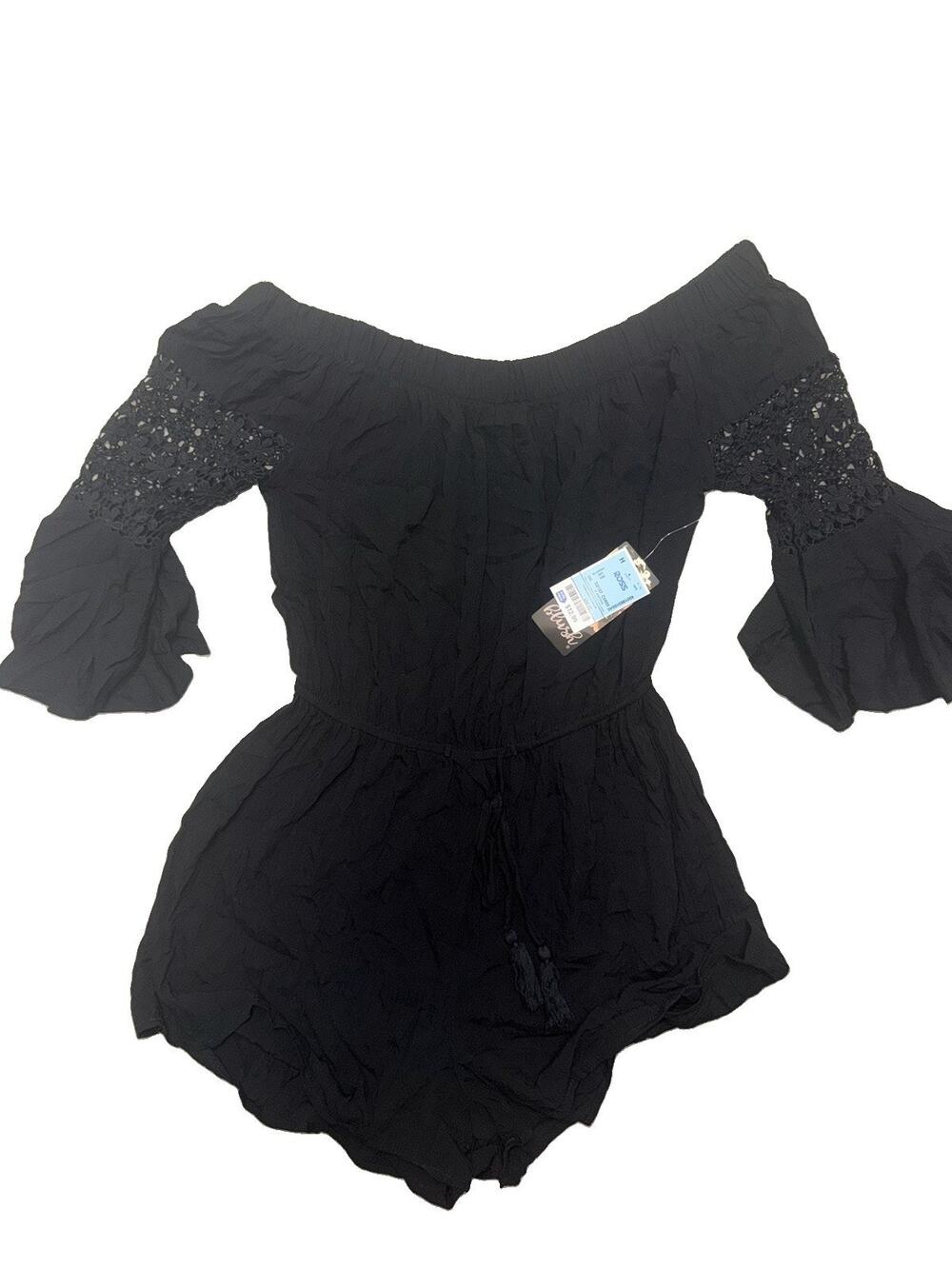 NWT black Frilly Romper Blush Size Medium Black Romper (AK33)